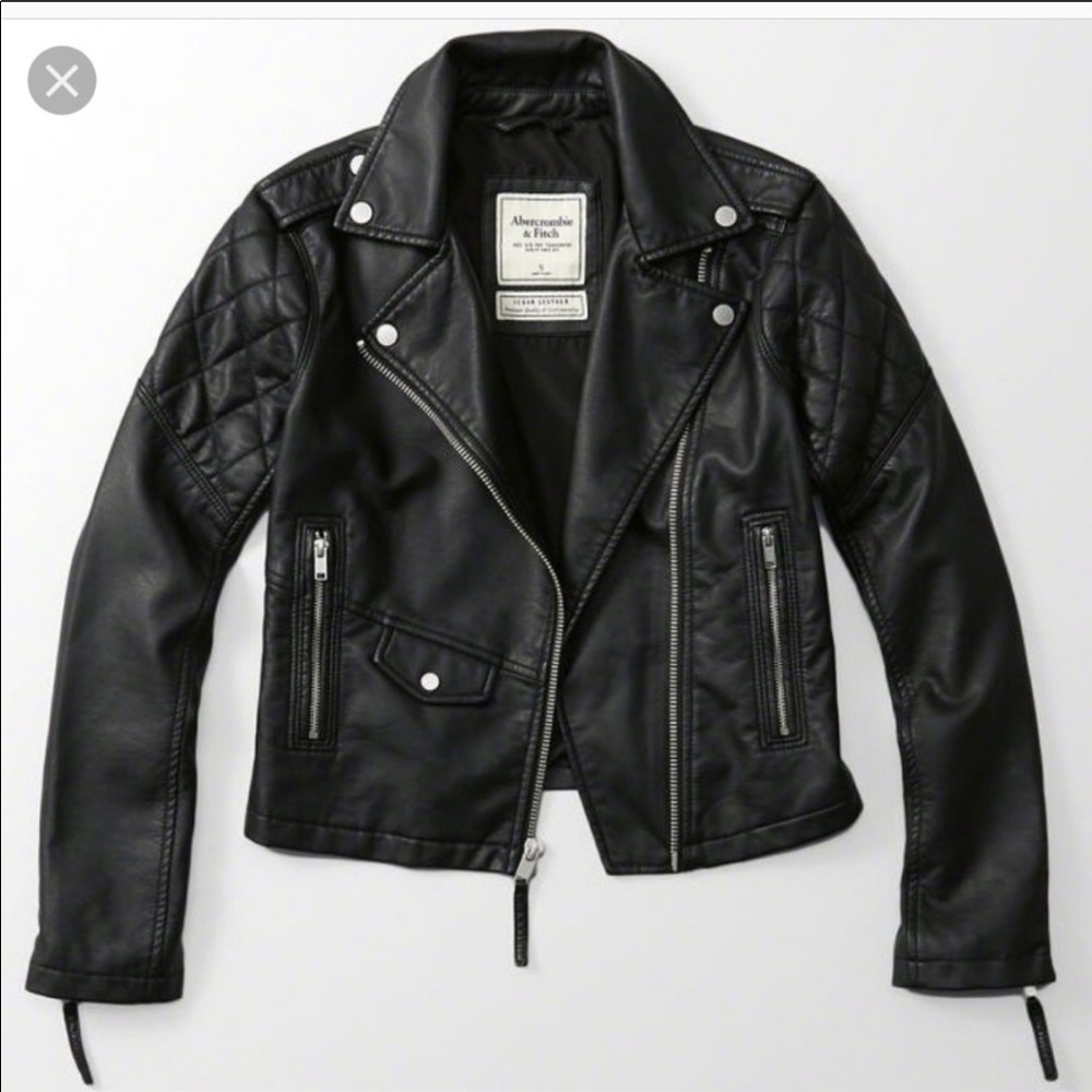 Abercrombie Vegan Black Leather Moto Jacket